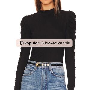 bobi Black Puff Sleeve Fitted Bodysuit